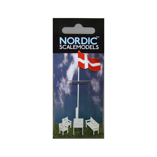 Nordic Scalemodels 20001 Flagstang med havem&oslash;bler str. H0 - Danmark